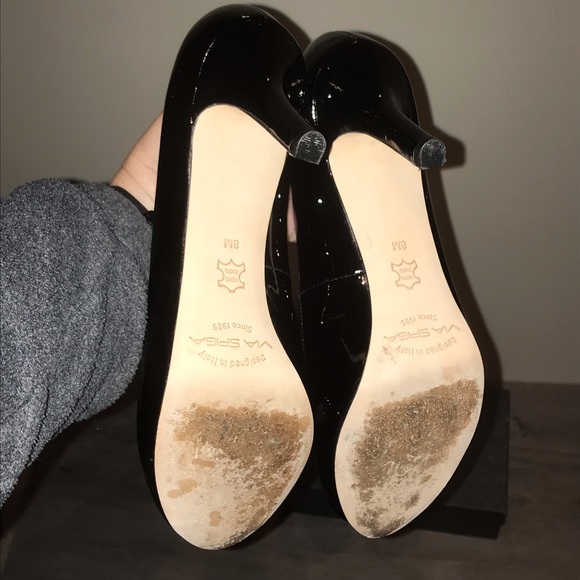 Via Spiga peep toe black patent pump - Picture 3 of 5